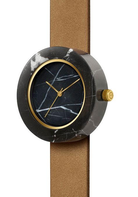 Marble Watch, Marble Clock, Round Watch, Italian Marble, Analog Watch, Marble Print, Clock Design, Silver Accents, Black Marble