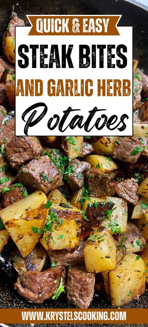 Looking for the perfect dinner to impress your friends and family? 🤩 Try my Skillet Steak Bites with Garlic Herb Butter Potatoes! This easy, healthy, and mouthwatering dish will have everyone asking for seconds! 🍽️🥩❤️ Follow me for more delicious recipes! 😋 Garlic Butter Herb Steak Bites, Butter Herb Steak, Steak Bites With Potatoes, Resep Steak, Butter Herb, Healthy Steak, Steak Bites Recipe, Steak Sandwiches, Baked Steak