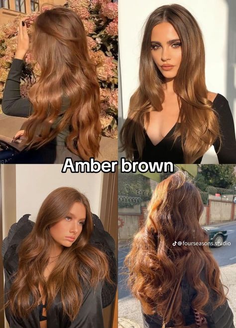 Hair Colors For Warm Undertones, Amber Brown Hair, Amber Hair Colors, Best Fall Hair Colors, Warm Brown Hair Color, Hair Colors To Try, Caramel Brown Hair, Warm Brown Hair, Amber Hair