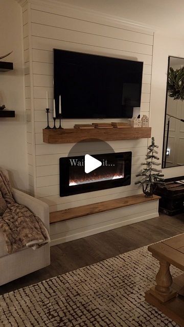 Diy Fireplace Using Electric Insert, Electric Fireplace Bump Out Wall, Bedroom Electric Fireplace Ideas With Tv, Fireplace With Storage Bench, Electric Fireplace Cathedral Ceiling, Built In Shelves Living Room Electric Fireplace Diy, Entertainment Fireplace Center Ideas, Electric Fireplace With Hidden Storage, Diy Electric Fireplace With Hearth