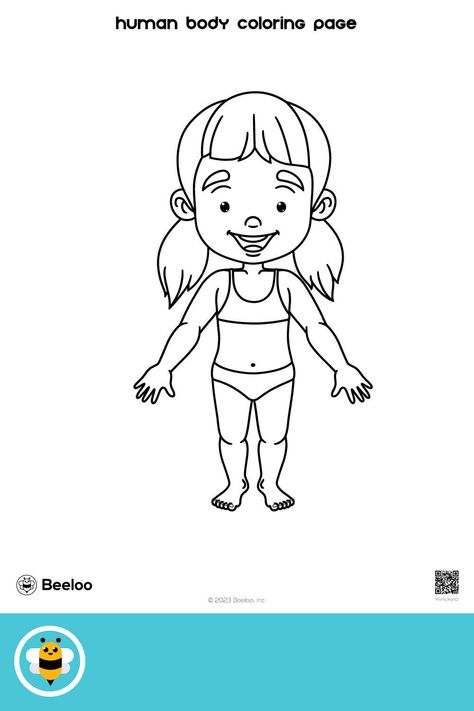 Easy human body-themed coloring page for kids ages 3 and up. Featuring: Girl, body Body Coloring, Body Preschool, Guidance Counseling, Crafts And Activities For Kids, Tracing Letters, Body Picture, Printable Crafts, Printable Activities, Matching Games