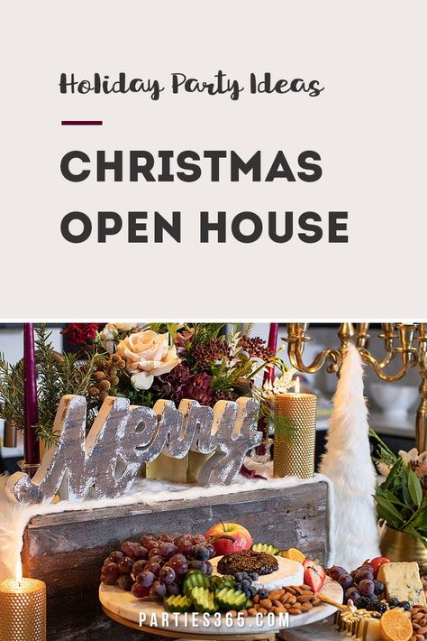 Want to throw a holiday or Christmas party at home for your friends and family and need ideas? This warm, cozy Christmas Open House is full of festive inspiration for decorations, food, drinks and more! Christmas Open House Ideas, Christmas Open House Menu, Holiday Party Potluck, Christmas Entertaining Decor, Vintage Christmas Invitation, Christmas Party At Home, Housewarming Food, Warm Cozy Christmas, Christmas Open House Invitations