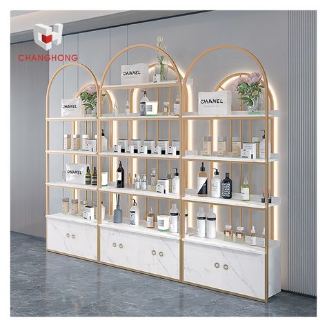 Store Display Shelves, Salon Products Display, Skincare Shop, Store Shelves Design, Showroom Decor, Spa Interior Design, Retail Store Interior Design, Pharmacy Design, Retail Store Interior