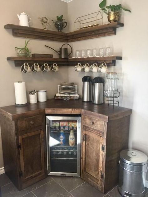 Corner Coffee Bar, Magical Coffee, At Home Coffee, House Brick, Coffee/wine Bar, Coffee Bar Station, Coffee Bar Ideas, Coffee Bar Design, Bar In Casa