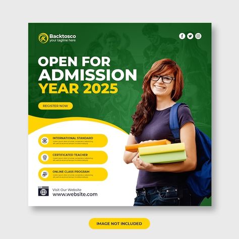 PSD open for admission social media post... | Premium Psd #Freepik #psd #admission-flyer #college-poster #university-admission #education-poster College Admission Poster, University Flyer, Poster University, College Poster, Admissions Poster, O Levels, Social Media Post Template, Admission Open, Social Media Poster