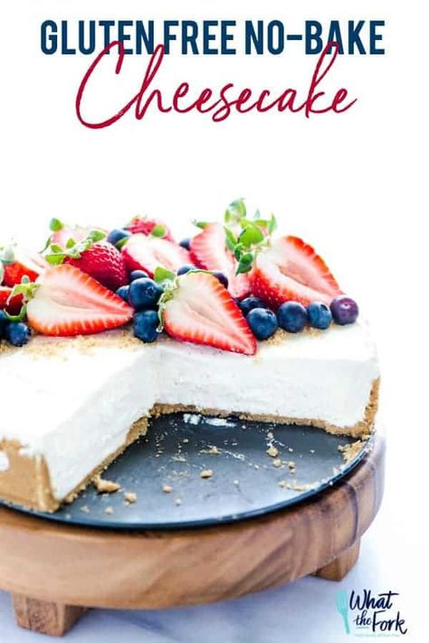 No Cook Cheesecake, Gluten Free Graham Cracker Crust, Gluten Free Cheesecake Recipes, No Bake Cheesecake Recipe, Traditional Easter Desserts, What The Fork, Dessert Cheesecake, Desserts With Few Ingredients, Easy No Bake Cheesecake