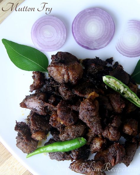 Mutton Fry:  Mutton Fry is a spicy dry dish that can be served as an appetizer or as a side dish with rice and rasam. Perfectly cooked #mutton pieces are coated with #spices and shallow fried to crisp up the outside. Try the #recipe @ https://simpleindianrecipes.com/Home/Mutton-Fry.aspx  #simpleindianrecipes #inidanrecipes Lamb Recipes Indian, Mutton Fry, Homestead Cooking, Simple Indian Recipes, Dum Biryani, Healthy Indian Recipes, Mutton Recipes, Gluten Free Chili, Easy Indian Recipes