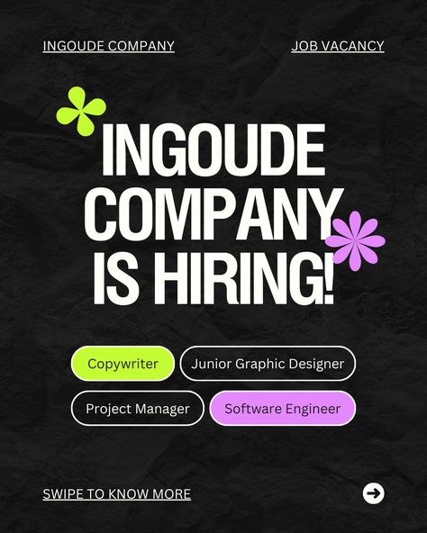 Ready to make a bold move in your career? 💼 Dive into our Black, Purple, and White Bold Dynamic Hiring Instagram Post. Join our team and unleash your potential in an environment full of opportunities. Apply now and let's embark on this journey together! Black And White Social Media Post, Hiring Designer Poster Creative, Save For Later Instagram Post, Hiring Poster Creative Ads, We Are Hiring Instagram Post, Hiring Post Design Creative, Job Posting Design, Job Advertisement Design, Creative Hiring Post