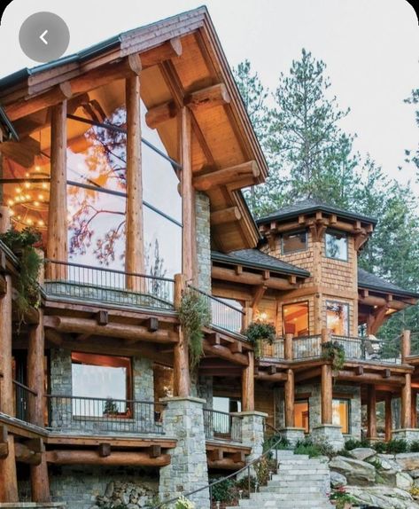 Log Homes Exterior, Home Designs Exterior, Lots Of Windows, 강아지 그림, Large House, Log Cabin Homes, Log Home, Design Exterior, Moving House