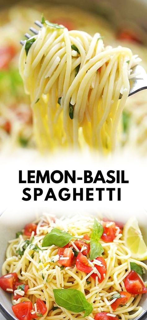 Lemon Butter Pasta And Veggies, Simple Basil Recipes, Noodles With Basil, Basil Food Recipes, Pasta Dishes Recipes Healthy, Using Basil In Recipes, Healthy Meals With Basil, Lemon Basil Pasta Recipes, Creamy Lemon Basil Pasta