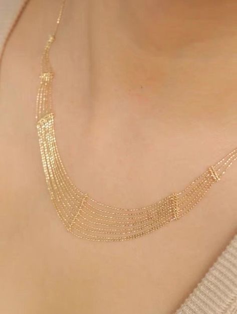 Layered Chains Gold, Valentines Wedding, Fancy Jewelry Necklace, Layered Chain Necklace, Layered Chain, Packaging Gift, Italian Jewelry, Necklace Design, Necklace Wedding