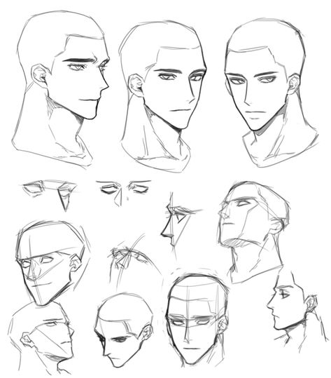 Male Face Drawing, Face Male, Muka Lelaki, Drawing Face Expressions, Profile Drawing, 얼굴 드로잉, Face Drawing Reference, Drawing Heads, Reference Drawing