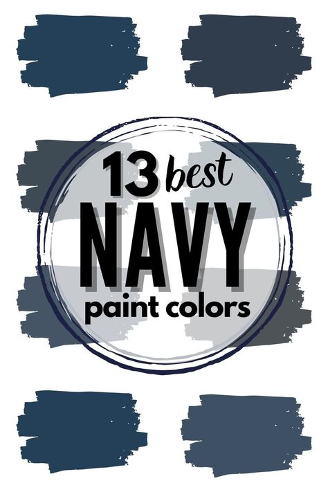 Shopping for shades of navy blue paint? Here are the the top 13 options available! #navyblue #paint #navybluepaint #sherwinwilliams #benjaminmoore #halenavy #inthenavy #naval #saltydog #bluenote #paintreview #paintstudy #paintcolor Best Navy Cabinet Paint Color, Matte Navy Blue Wall Paint, Light Navy Paint Color, Best Navy Blue Paint Colors Bedroom, Best Dark Blue Sherwin Williams Paint, Best Deep Blue Paint Colors, Slate Navy Blue Paint, Benjamin Moore Navy Paint Colors, Navy Wall Paint Colors