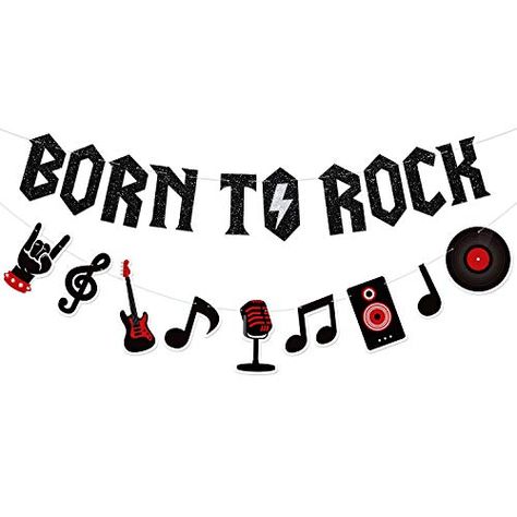 Rock And Roll Theme Party, Rock And Roll Party Decorations, Festa Rock Roll, Rock And Roll Party, Rock And Roll Birthday Party, Rock Baby Showers, Record Wall Decor, Born To Rock, Banners Music