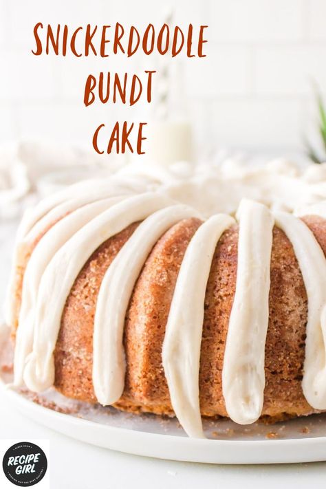 snickerdoodle bundt cake with frosting Snickerdoodle Bundt Cake, Bunt Cake Recipe, Snickerdoodle Cake, Easy Bundt Cake Recipes, Easy Bundt Cake, Cinnamon Icing, Bundt Cake Recipe, Snickerdoodle Recipe, Mini Bundt Cakes