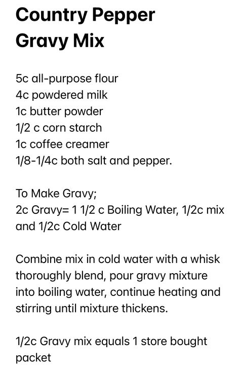 Pepper Gravy Mix Recipe, How To Make A Rue, Bulk Mixes, Beef Gravy Mix, Mason Jar Gifts Recipes, White Gravy Recipe, Homemade Sausage Gravy, Easy Gravy Recipe, Pork Gravy