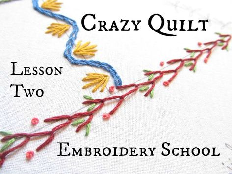 Crazy Quilt Embroidery, Crazy Quilt Templates, Crazy Quilt Tutorials, Embroidery School, Vintage Hand Embroidery, Quilt Templates, Knot Stitch, Quilt Embroidery, French Knot Stitch