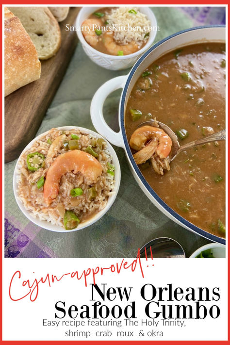 Bowl of seafood gumbo with shrimp and rice in white bowl. Shrimp And Crab Gumbo, Easy Shrimp Gumbo Recipe Simple, Southern Seafood Gumbo, Filet Gumbo Recipe, How To Make Seafood Gumbo, Shrimp Gumbo Recipe Authentic, Shrimp Gumbo Recipe Louisiana, Best Gumbo Recipe Authentic, Seafood Gumbo Recipe Louisiana