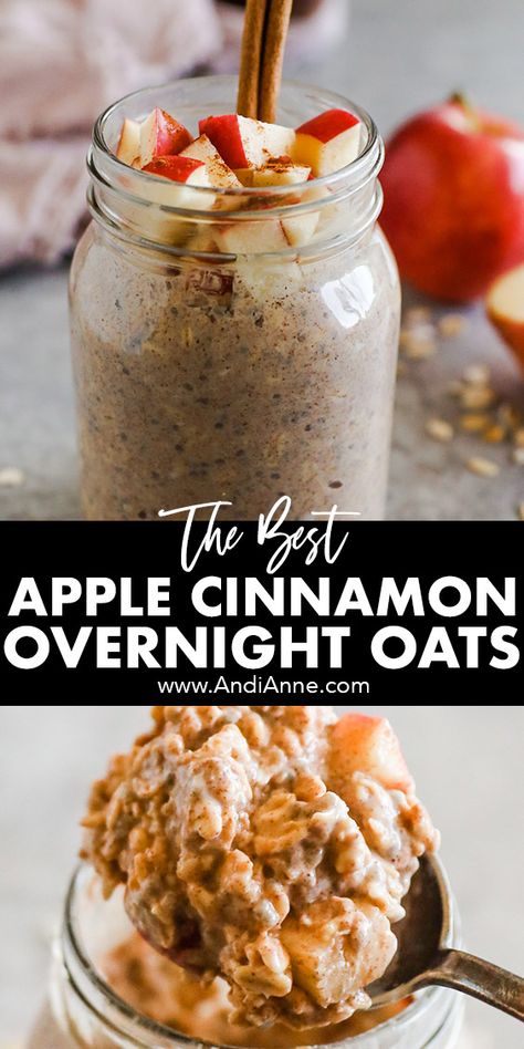 Overnight Oats Apple Cinnamon Chia Seeds, Overnight Oats With Apples And Cinnamon, Apple Spice Overnight Oats, Carmel Apple Overnight Oats, Different Overnight Oats, Over Night Oats Apple Cinnamon, Apple Fall Breakfast, Overnight Oats Recipe Apple Cinnamon, Overnight Oats Cinnamon Apple