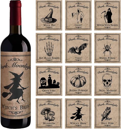 Printable Beer Labels, Halloween Wine Bottle Labels, Halloween Wine Labels, Halloween Bottle Labels, Halloween Wine Bottles, Halloween Beer, Wine Bottle Stickers, Thanksgiving Wine, Beer Bottle Labels