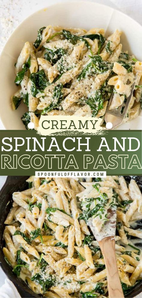 Spinach and Ricotta Pasta Spinach And Ricotta Pasta, Ricotta Spaghetti, Ricotta Pasta Recipes, Spinach Ricotta Pasta, Spinach And Ricotta, Ricotta Recipes, Tortellini Salad, Spinach Ricotta, Ricotta Pasta