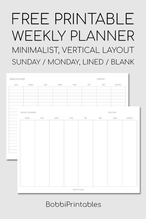 Free Printable Minimalist Weekly Planner Template - Vertical Layout #free #printable #weeklyplanner #minimalist #planner #printables #weekly #lined #blank #vertical #template Weekly Calender Aesthetic, Weekly Planner Template Minimalist, Weekly Work Planner Free Printable, Horizontal Weekly Planner Printable Free, Vertical Weekly Planner Layout, Weekly Planner Pdf Free, Weekly Planner Template Free Printable, Weekly Study Planner Template, Printable Schedule Templates