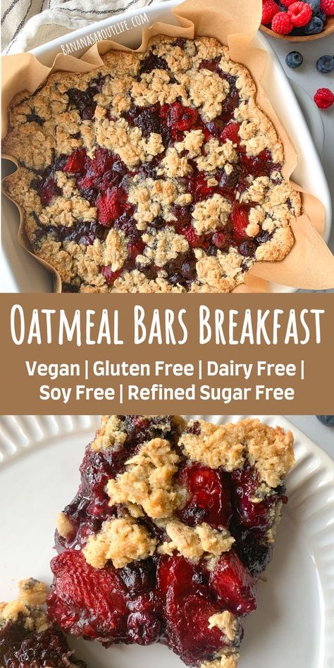 oatmeal bars breakfast Oatmeal Bars Breakfast, Berry Oatmeal Bars, Mixed Berry Oatmeal, Healthy Oatmeal Bars, Breakfast Gluten Free, Oatmeal Bars Healthy, Berry Oatmeal, Oatmeal Breakfast Bars, Breakfast Vegan