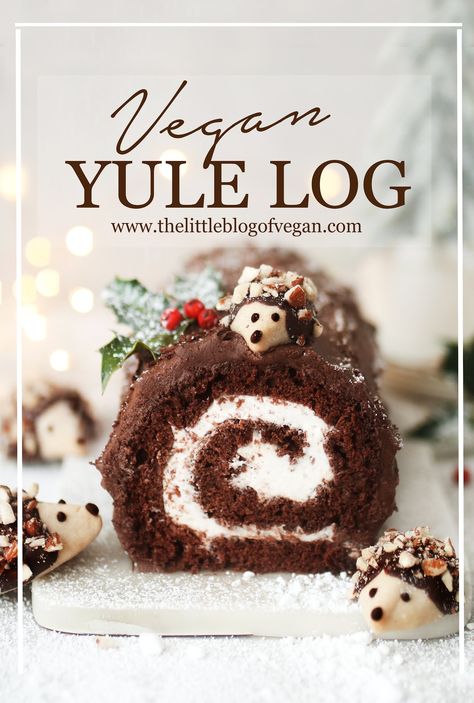 Vegan Yule Log, Gluten Free Yule Log, Yule Log Recipe, Vegan Xmas, Yule Log Cake, Vegan Christmas Recipes, Dairy Free Cream, Vegan Holiday, Log Cake