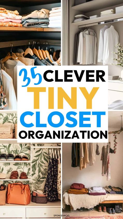 35 Incredible Tiny Closet Organization Solutions Very Small Bedroom Closet Ideas, Small Closet Backpack Storage, Increase Closet Space, Maximum Closet Storage, Small Closet Set Up Ideas, Small Coat Closet Organization Ideas, Small Narrow Closet Ideas, Narrow Deep Closet Ideas, Small Closet Organizer Ideas