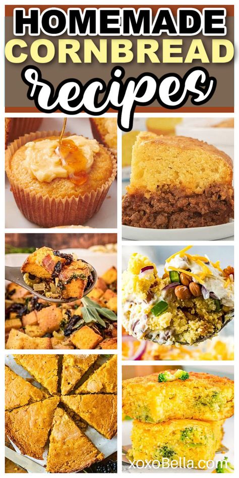 Easy recipes for cornbread Cornbread Add Ins, Fun Cornbread Recipes, Cornbread Crust, Cornbread Sandwich, Ways To Use Leftover Cornbread, Corn Meal Cornbread Easy, Cornbread Recipes, Corn Bread Corn Meal Recipe, Corn Bread Using Self Rising Corn Meal