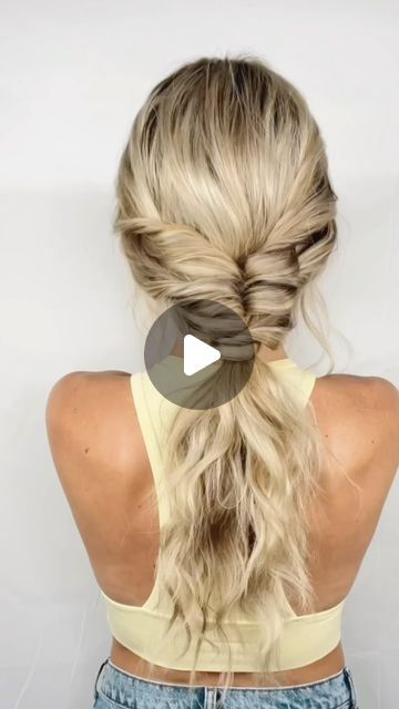 Easy Wedding Hair For Long Hair, Updos With Hair Extensions Simple, Updo On Yourself, Easy Full Ponytail Hairstyles, Ponytail Updo With Braid, Low Pony Hairstyles Tutorial, Easy Hairstyles Pulled Back, Easy Plaits Hairstyles, Easy Dance Hairstyles