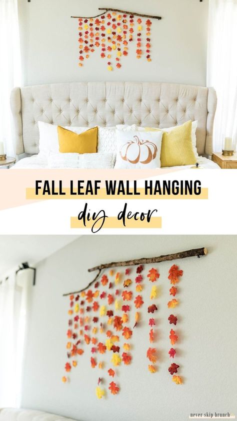 Leaf Wall Hanging Diy, Leaf Garland Diy, Fall Wall Decor Diy, Magnolia Leaf Garland, Leaf Wall Hanging, Fall Leaf Garland, Diy Leaves, Hanging Diy, Garland Diy