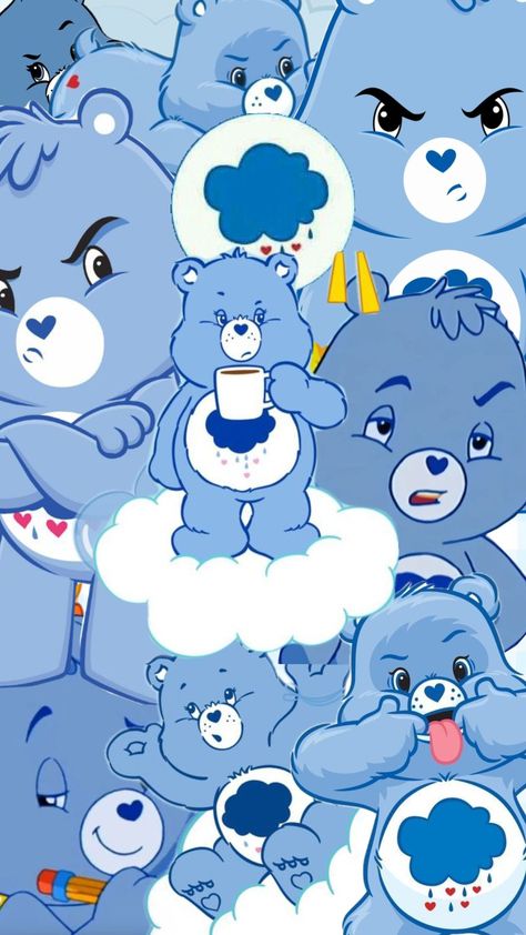 #grumpybear #grumpy #carebears #wallpapers Grumpy Care Bear Wallpaper, Grumpy Bear Wallpaper, Care Bear Wallpaper, Care Bears Wallpaper, Grumpy Care Bear, Colored Characters, Care Bear Party, Bear Gif, Angry Bear