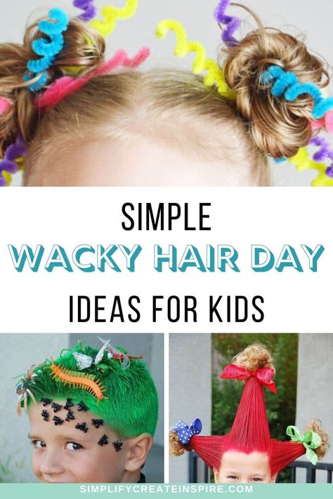 Easy Crazy Hair Day Ideas, Easy Crazy Hairstyles, Easy Crazy Hair Day, Whacky Hair Day, Crazy Hair For Kids, Crazy Hair Day Ideas, Wacky Hair Day Ideas, Wacky Hair Day, Wacky Hair Days