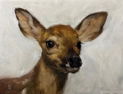 Oil painting • Instagram Painterly Digital Art, Oil Painting Realistic, Jennifer Gennari, Contemporary Wildlife Art, Painting Instagram, Cactus Craft, Deer Drawing, Fawn Deer, Oil Painting Nature