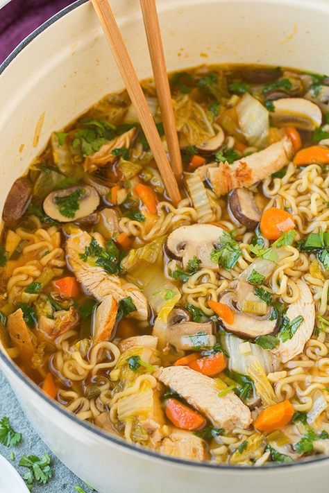 Ramen Noodle Recipes Soup, Asian Chicken Noodle Soup, Chicken Cooking, Ramen Noodle Soup, Ramen Noodle Recipes, Asian Soup, Asian Chicken, Noodle Soup Recipes, Soup Recipes Chicken Noodle