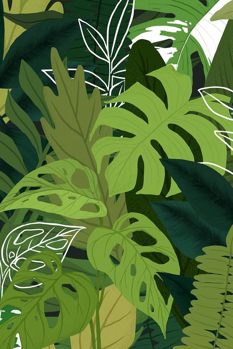 Tropical Illustration, Plants Art, Jungle Illustration, Tropical Background, Plant Art Print, Jungle Art, Plant Background, Leaf Illustration, Illustration Botanique