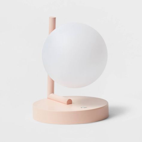 Cast a soft glow in your kid's space with the Round Bulb Nightlight with Switch from Pillowfort™. This light-pink table nightlight features a white bulb shade that stands at the side of the rod base for an eye-catching look. Designed with a touch-activated sensor, this round nightlight plugs into any wall outlet and has a four-way light setting for customizable light. Kids Desk Lamp, Nightstand Light, Pink Bedroom Decor, Therapy Office Decor, Table Top Lamps, Nursery Lamp, Pillow Fort, Pink Table, Cute Bedroom Decor