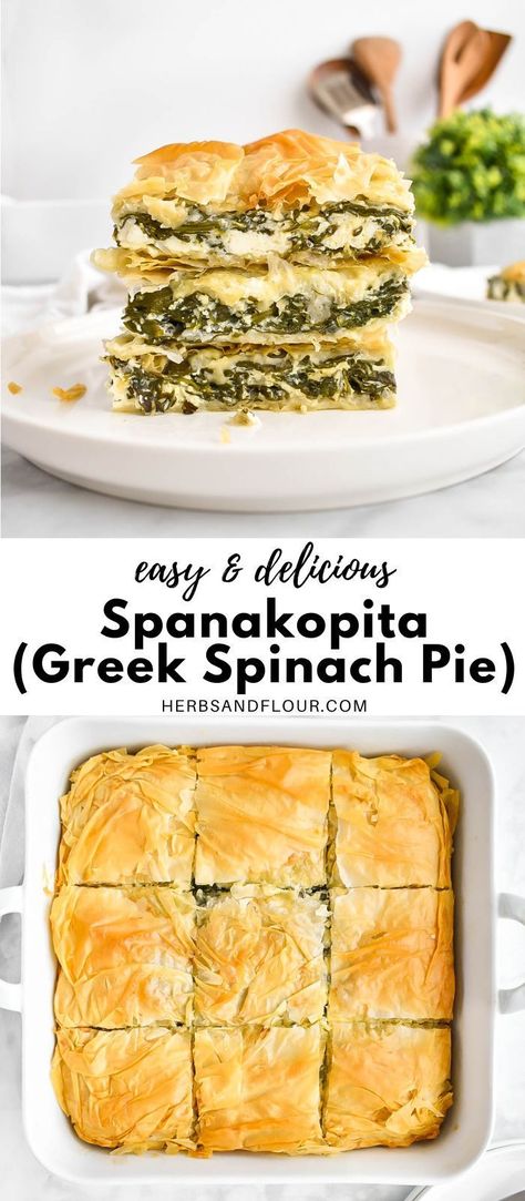 Spinach Ricotta Pie, Greek Pie, Pie Vegetarian, Vegetarische Diners, Spanakopita Recipe, Phyllo Dough Recipes, Greek Spinach, Greek Spinach Pie, Greek Dinners