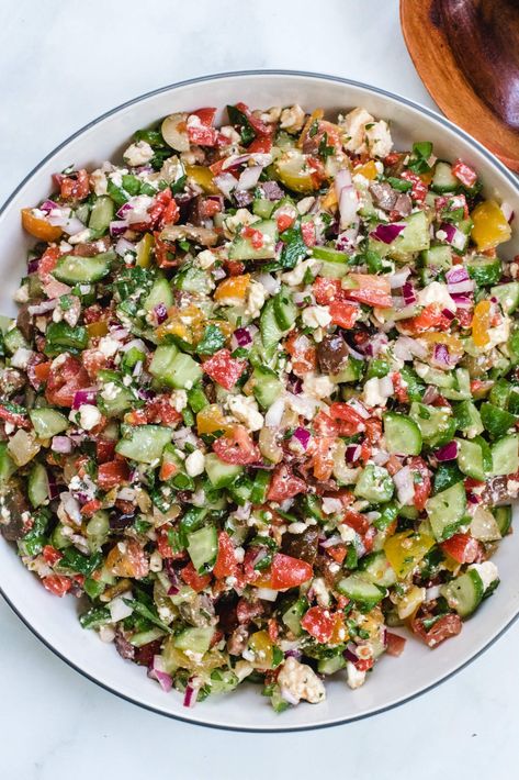 Mediterranean Chopped Salad - Have Butter Will Travel Meal Prep Chopped Salad, Simple Chopped Salad, Salad Mix Ideas, Micro Chop Salad, Vegetarian Chopped Salad, Micro Chopped Salad, Chopped Salad Sandwich, Salad Lunch Ideas, Summer Chopped Salad