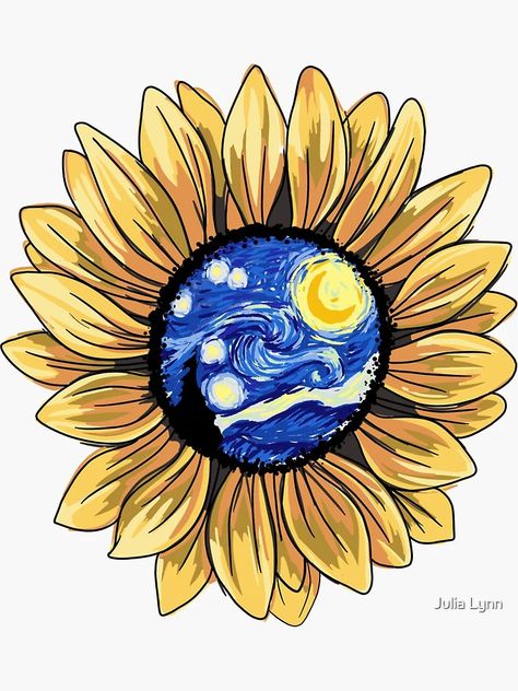 "Van Gogh Sunflower" Sticker for Sale by Julia Lynn | Redbubble Van Gogh Picture, Sunflowers Vincent Van Gogh, Art Van Gogh Aesthetic, Van Gogh Inspired Tattoo, Sunflower Art Aesthetic, Sunflower Drawing Aesthetic, Pintura Van Gogh, Girasoles Van Gogh, Van Gogh Stickers