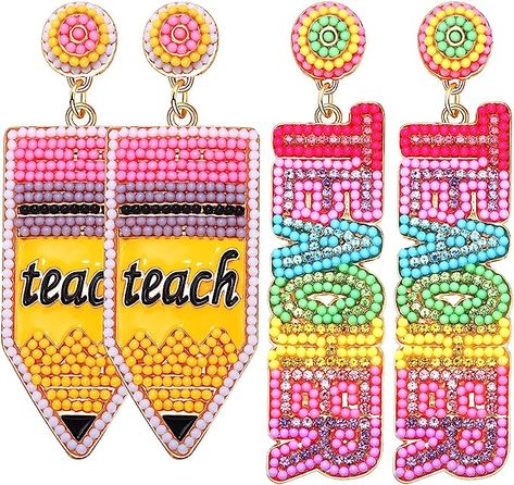 Pencil Earrings, Student Birthday Gifts, Teacher Jewelry, Teacher Earrings, Teacher Appreciation Gifts Diy, Student Teacher Gifts, Student Birthdays, Teacher Birthday Gifts, Paper Daisy