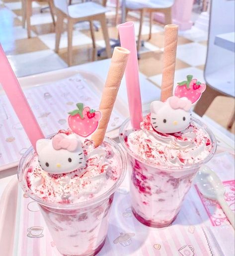 Cute Meals, Sanrio Food, Pastel Cupcakes, Kawaii Dessert, Kitty Cafe, Kawaii Cooking, Cute Baking, Cute Snacks, Pink Foods