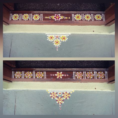 2 Easy borders for doorstep using empty fevicol bottle 🌸🌸 Easy Borders, Doorstep Rangoli, Gadapa Designs, Door Rangoli, Simple And Easy Rangoli, Hindu Vedas, Pooja Decor, Lotus Rangoli, Border Rangoli