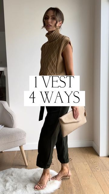 How To Wear A Pullover Vest, Ways To Wear Sweater Vest, Turtleneck Sweater Vest Outfit, How To Wear Sweater Vest, How To Wear A Vest, Sleeveless Sweater Vest Outfit, Styling A Vest, How To Style Sweater Vest, Sleeveless Sweater Outfit