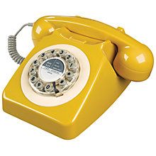 Buy Wild & Wolf 746 1960s Corded Telephone Online at johnlewis.com British Home Decor, Telephone Retro, Telephone Vintage, طابع بريدي, Rotary Phone, Yellow Home Decor, Phone Box, Retro Phone, Vintage Phones