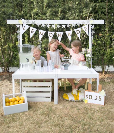 OUR SUMMER LEMONADE STAND (USING IKEA KIDS TABLES!) — WINTER DAISY | Melissa Barling, Kids' Interior Decorator & Lifestyle Blogger Ikea Kids Table, Kids Lemonade Stands, Kids Art Space, Kids Lemonade, Kids Tables, Night Before School, Summer Lemonade, Kids Shelves, Summer Diy Projects