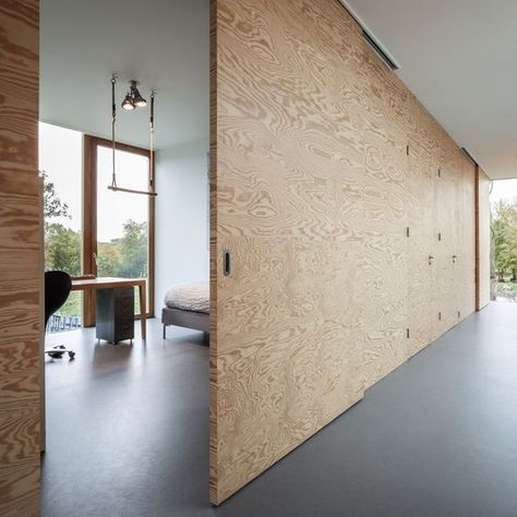 Plywood Interior, Plywood Walls, Sliding Wall, Sliding Doors Interior, Interior Barn Doors, Interior Door, Sliding Door, Wooden Doors, 인테리어 디자인