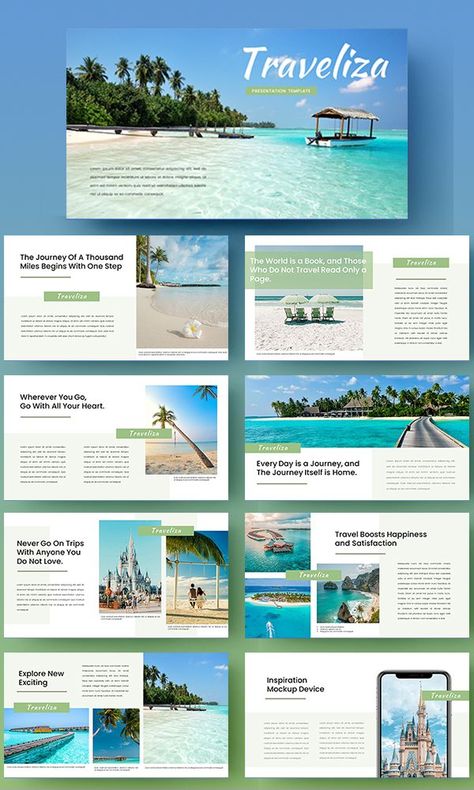 Google Slides Design, Travel Presentation, Travel Booklet, Powerpoint Presentation Themes, Travel Agency Business, Booklet Ideas, Creative Powerpoint Presentations, Lookbook Design, Slides Design