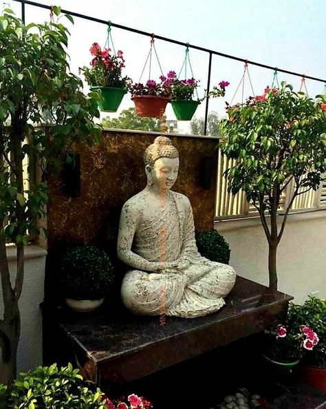 outdoor buddha statute decor #homegarden #buddha Buddha Statue Decor, Buddha Garden Ideas, Buddha Statue Garden, Buddha Home Decor, Small Patio Design, Buddha Garden, Zen Garden Design, Buddha Decor, Garden Waterfall